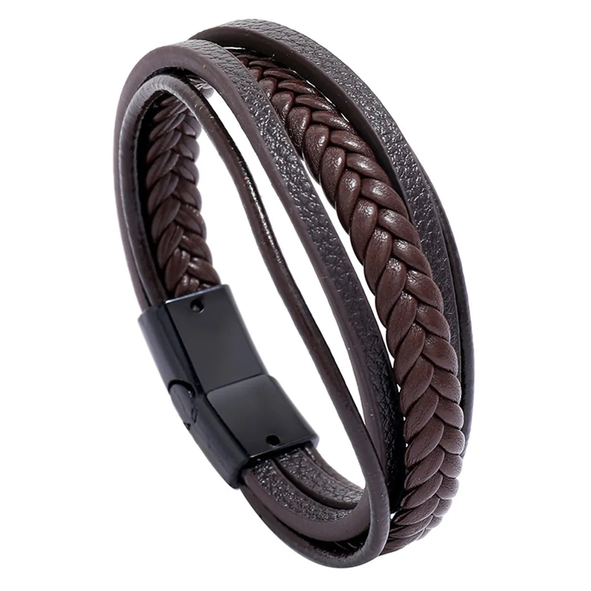 Retro Multilayer Leather  Simple Magnet Buckle  Leather Bracelet