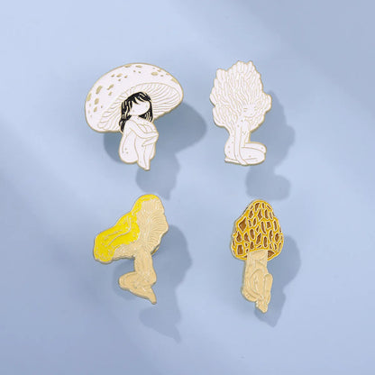 Retro Mushroom Alloy Enamel Women'S Brooches