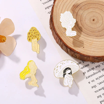 Retro Mushroom Alloy Enamel Women'S Brooches