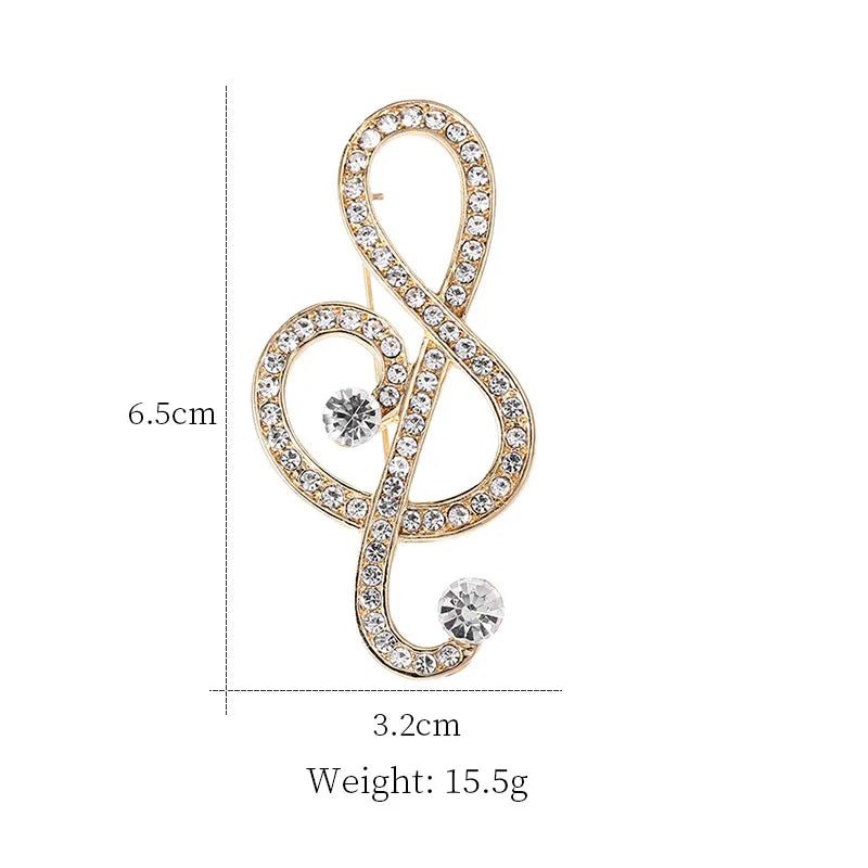 Retro Notes Alloy Inlay Rhinestones Women'S Brooches