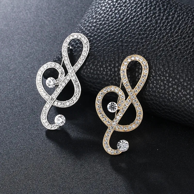 Retro Notes Alloy Inlay Rhinestones Women'S Brooches