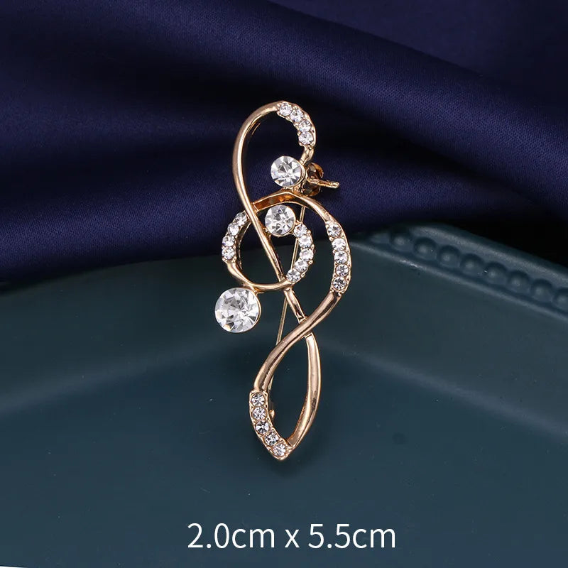 Retro Notes Alloy Inlay Rhinestones Women'S Brooches