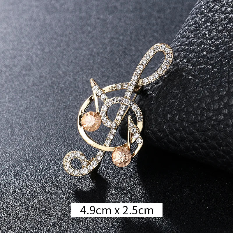 Retro Notes Alloy Inlay Rhinestones Women'S Brooches