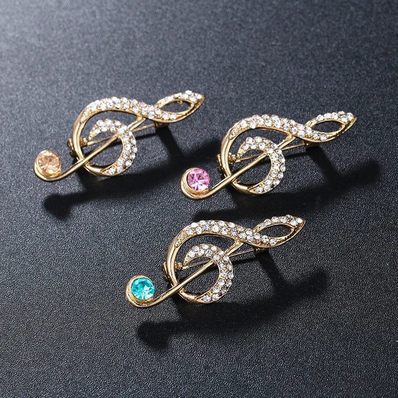 Retro Notes Alloy Inlay Rhinestones Women'S Brooches