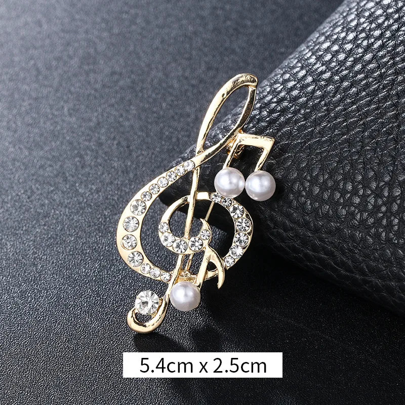 Retro Notes Alloy Inlay Rhinestones Women'S Brooches