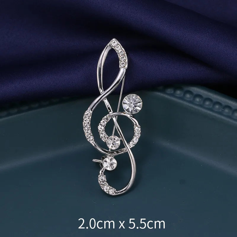 Retro Notes Alloy Inlay Rhinestones Women'S Brooches