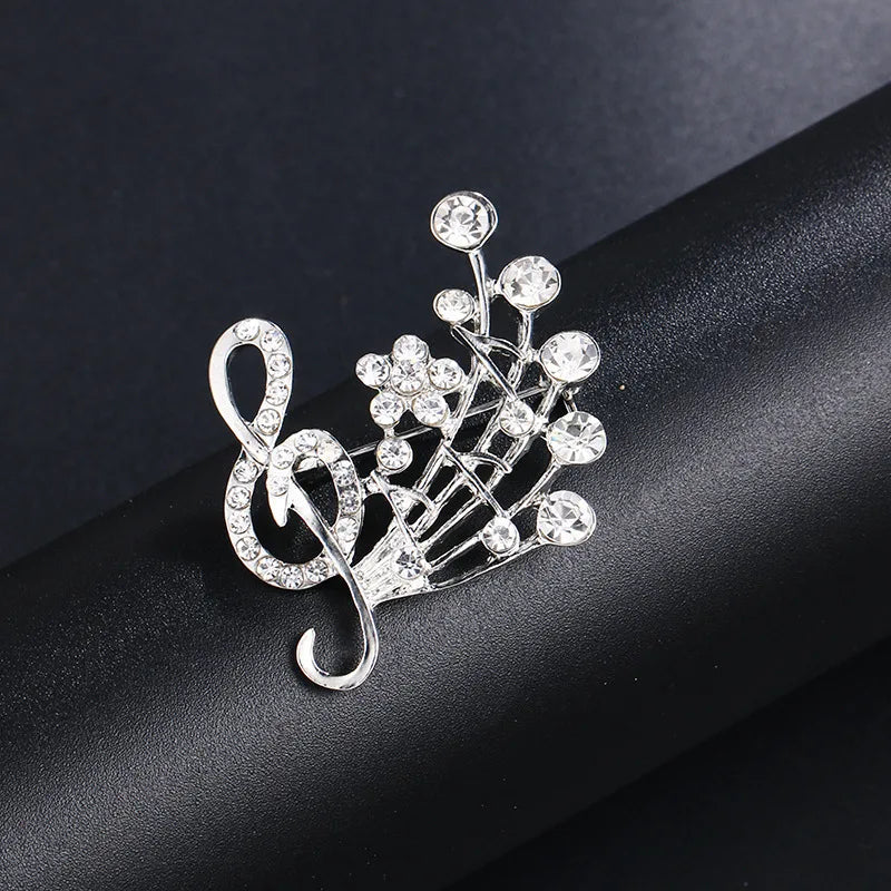 Retro Notes Alloy Inlay Rhinestones Women'S Brooches