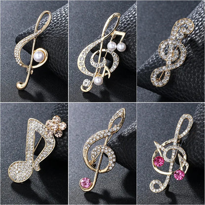 Retro Notes Alloy Inlay Rhinestones Women'S Brooches