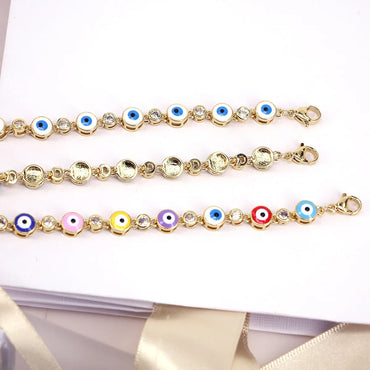 Retro Oil Drop Zircon Devil's Eye Adjustable Eye Copper Bracelet Wholesale