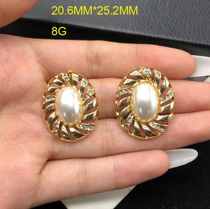 Retro Oval Artificial Pearls Alloy Wholesale Earrings Necklace