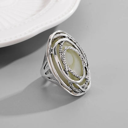 Retro Oval Flower Arylic Alloy Women's Rings