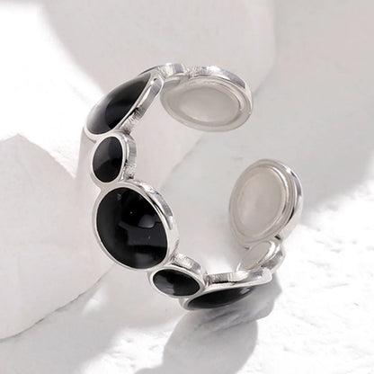 Retro Oval Stainless Steel Enamel Open Ring