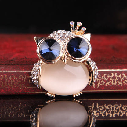 Retro Owl Alloy Diamond Women'S Brooches