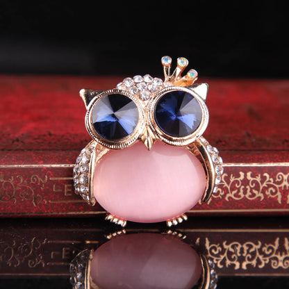 Retro Owl Alloy Diamond Women'S Brooches