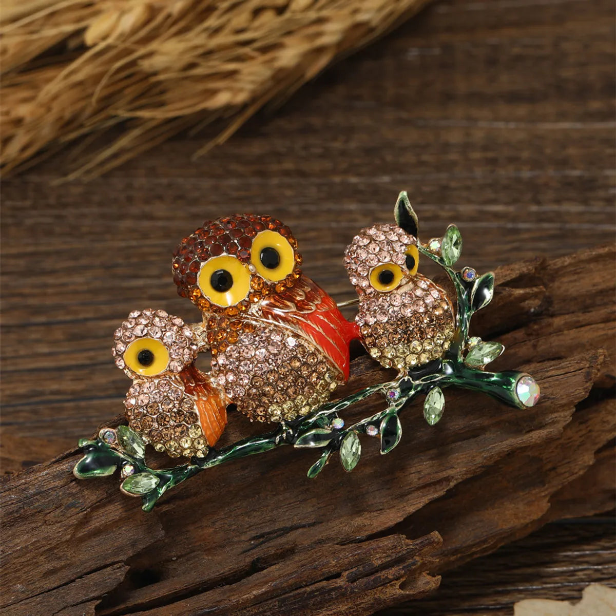 Retro Owl Alloy Inlay Rhinestones Unisex Brooches