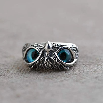 Retro Owl Alloy Plating Artificial Gemstones Open Ring