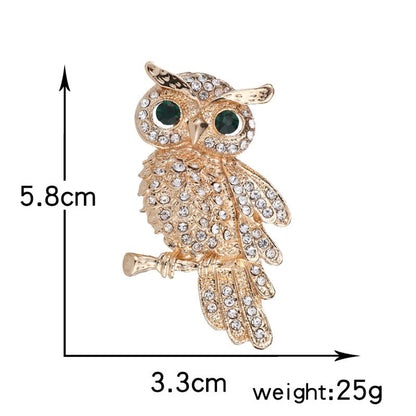 Retro Owl Alloy Plating Zircon Women'S Brooches