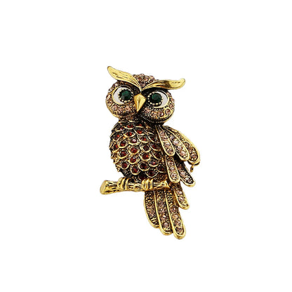 Retro Owl Alloy Plating Zircon Women'S Brooches