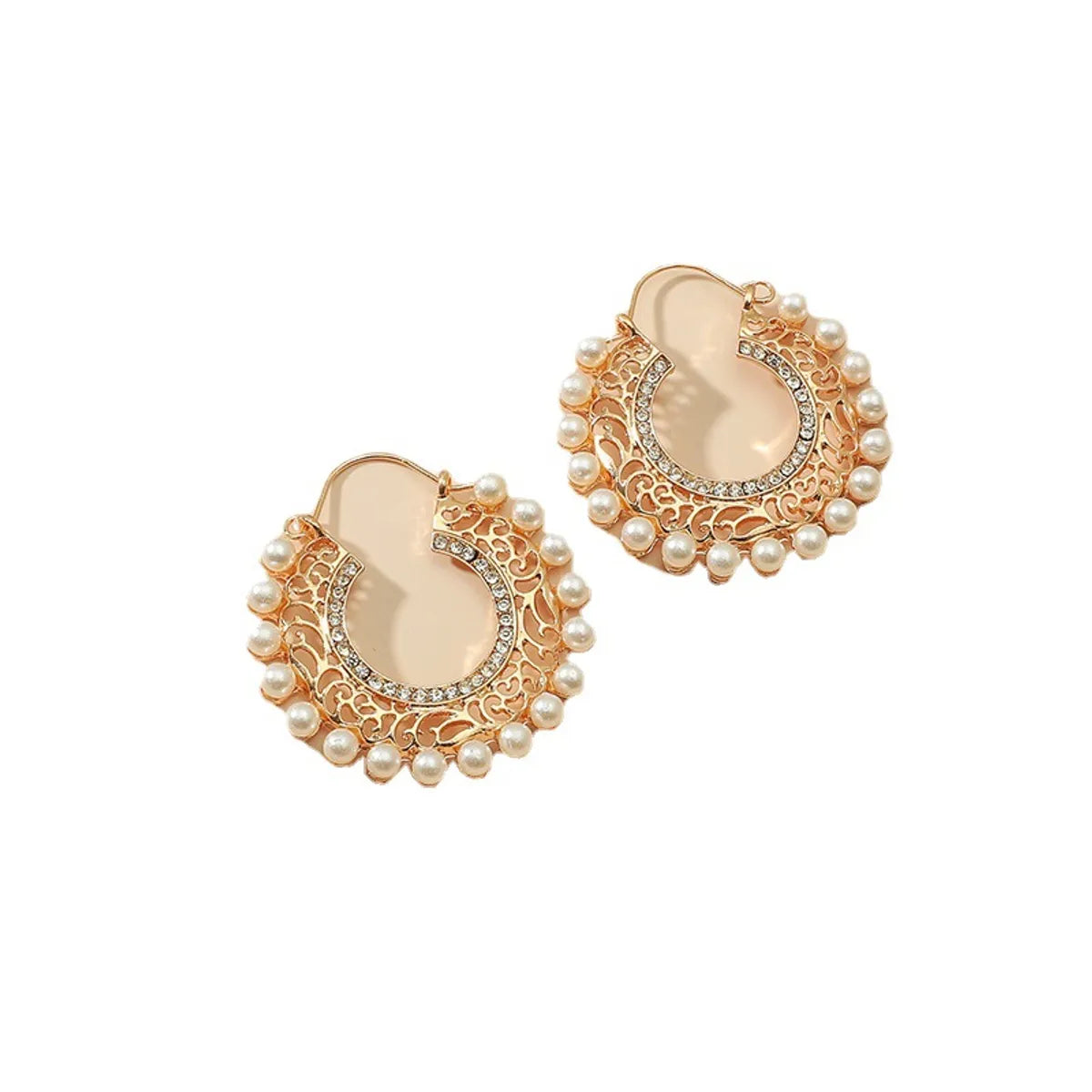 Retro Palace Style Carved Pearl Earrings