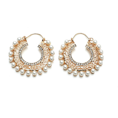 Retro Palace Style Carved Pearl Earrings