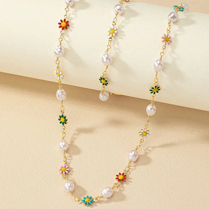 Retro Pearl Daisy Imitation Pearl Wholesale Jewelry Set