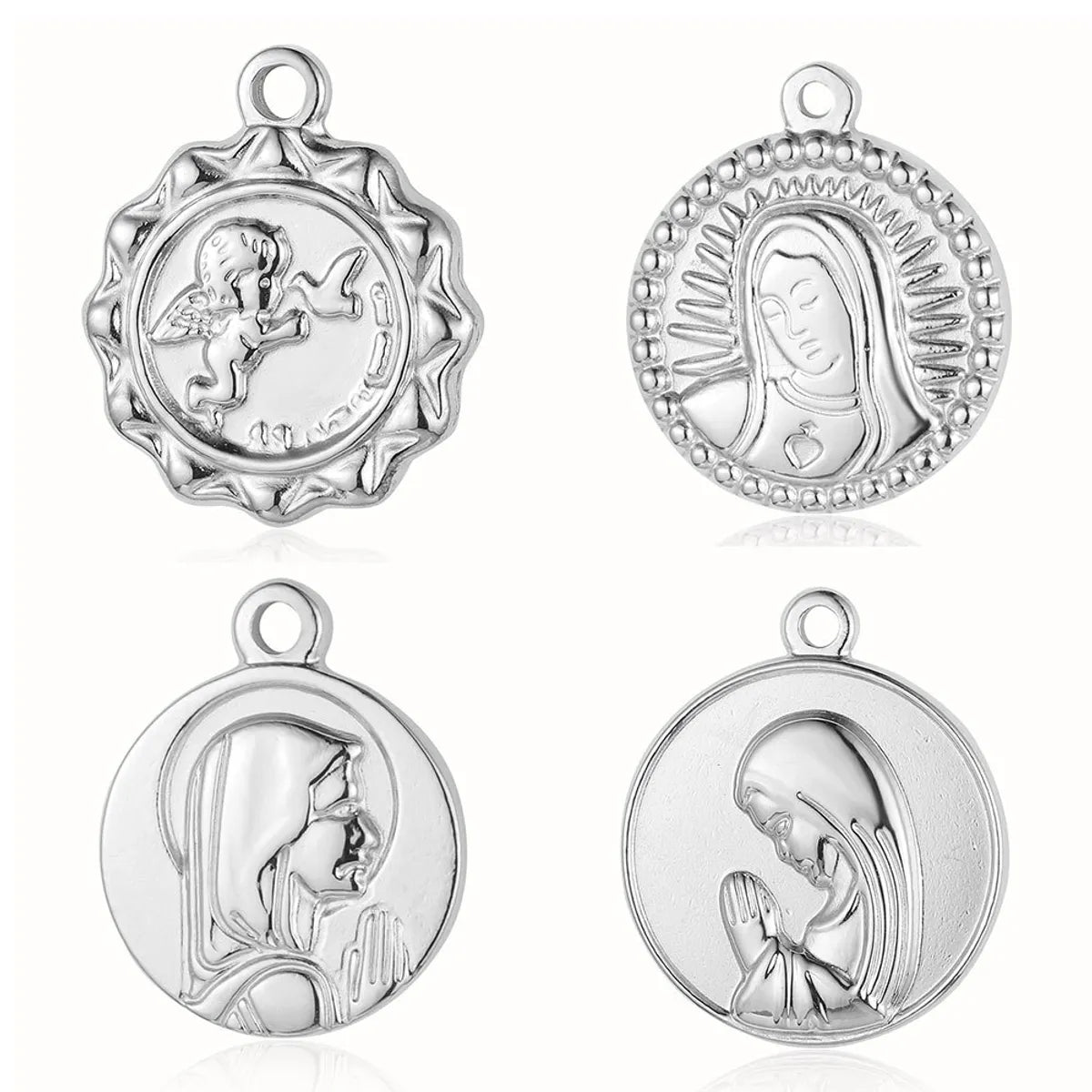 Retro Portrait Cross Angel Titanium Steel Wholesale Charms