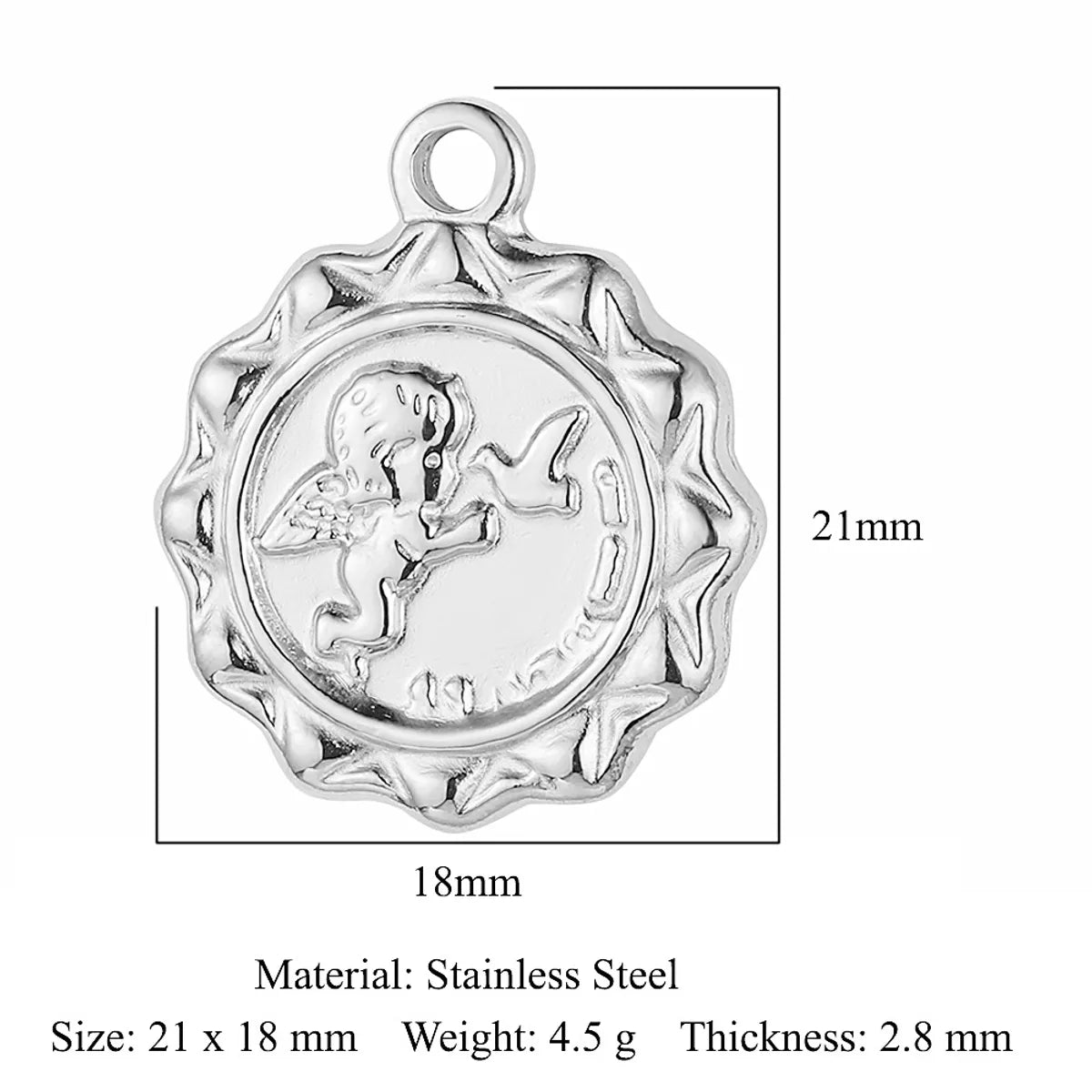 Retro Portrait Cross Angel Titanium Steel Wholesale Charms