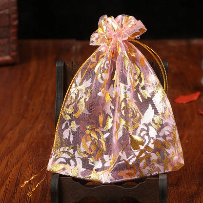 Retro Printing Organza Jewelry Packaging Bags