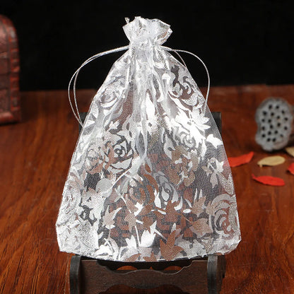 Retro Printing Organza Jewelry Packaging Bags