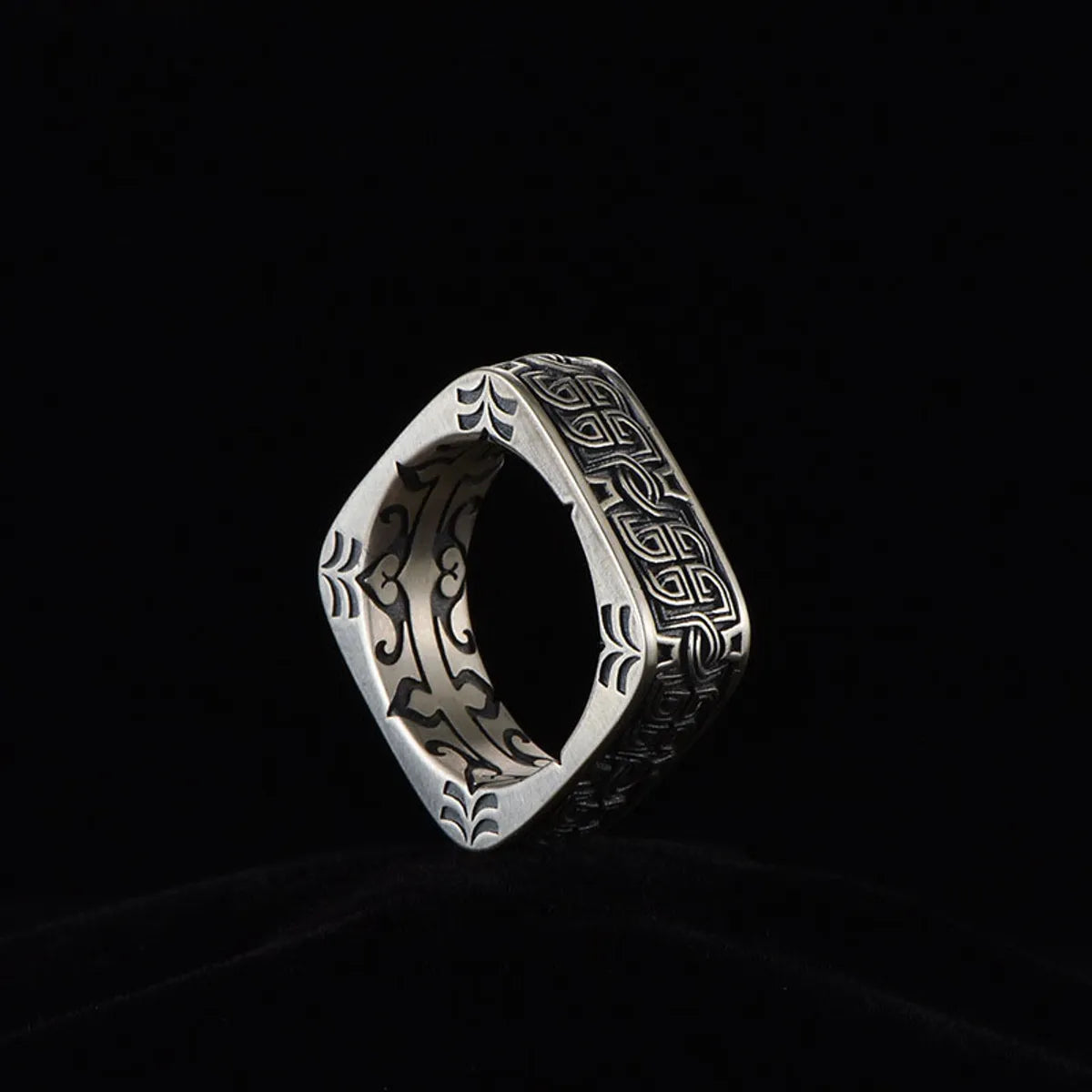 Retro Printing Steel Plating Rings 1 Piece