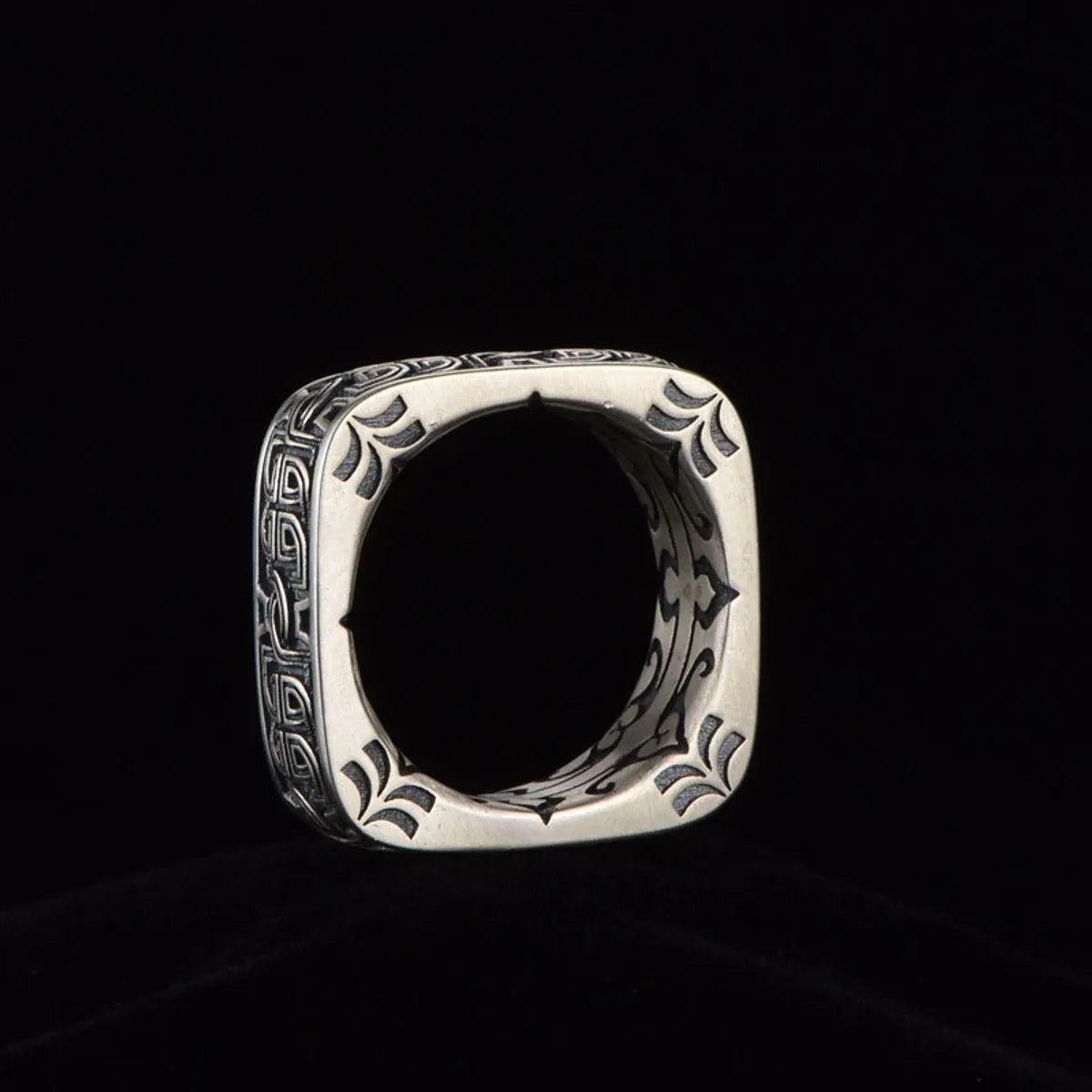 Retro Printing Steel Plating Rings 1 Piece