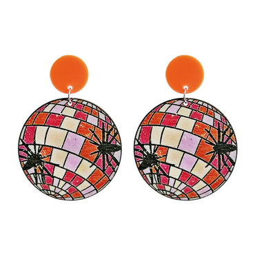 1 Pair Retro Pumpkin Spider Wood Earrings