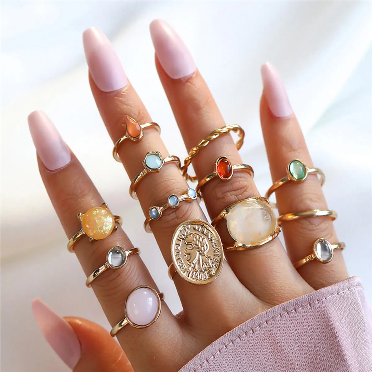 Retro Punk Animal Devil's Eye Heart Shape Alloy Plating Hollow Out Inlay Artificial Gemstones Artificial Diamond Opal Gold Plated Silver Plated Women's Open Ring Rings