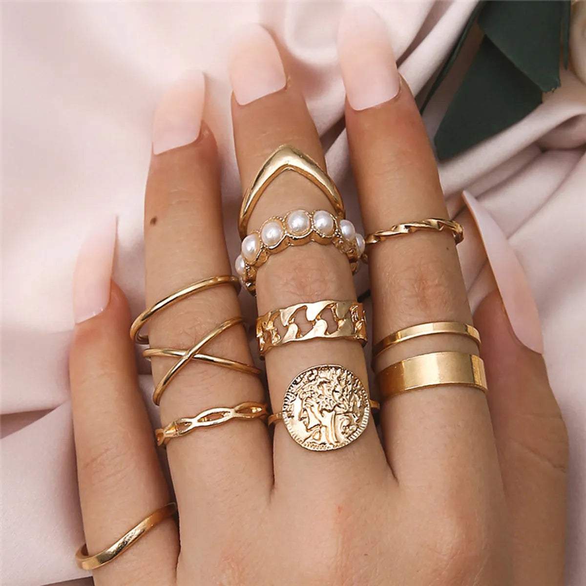 Retro Punk Animal Moon Skull Alloy Plating Hollow Out Inlay Artificial Gemstones Artificial Pearls Artificial Diamond Gold Plated Silver Plated Women's Wide Band Ring Open Ring Rings