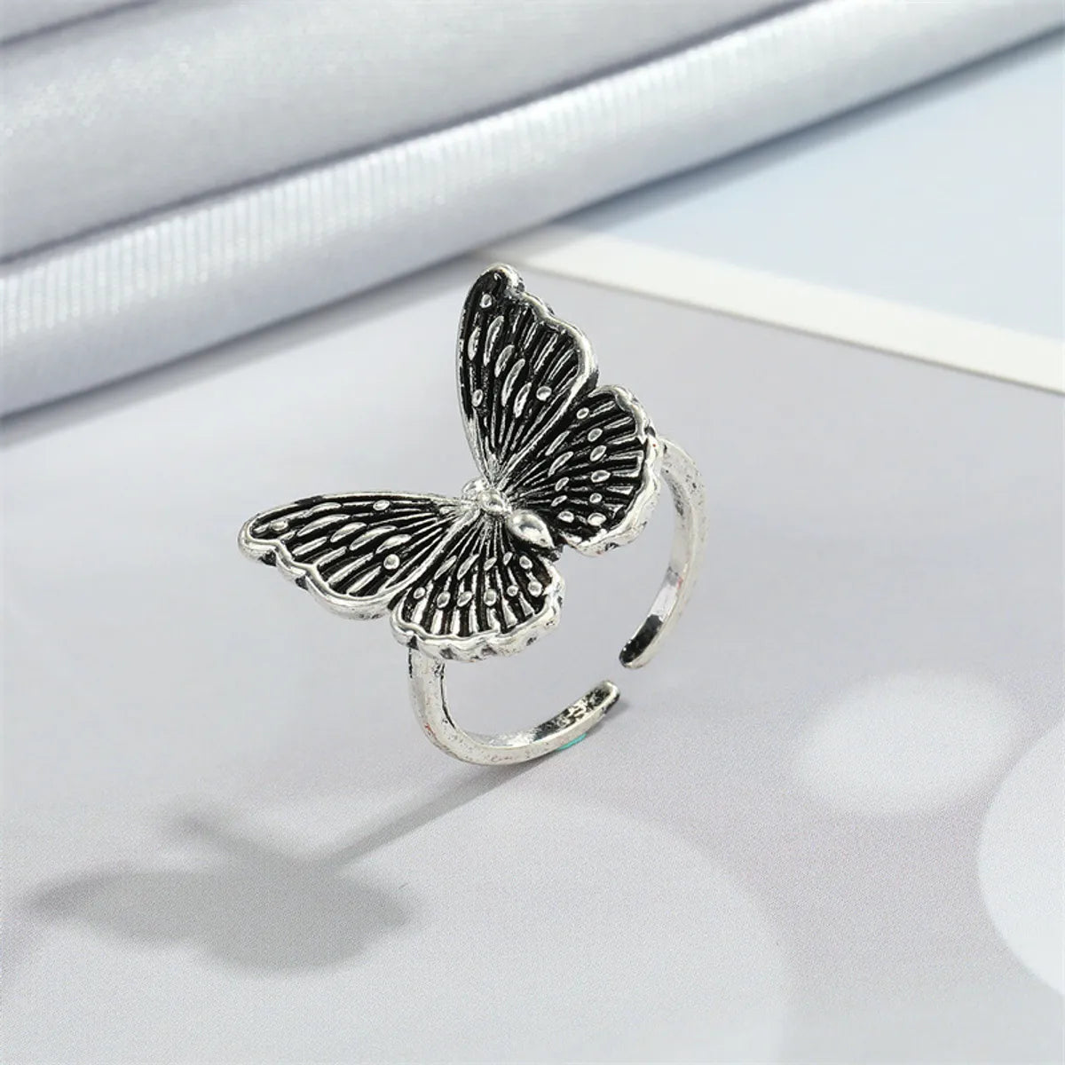 Retro Punk Butterfly Hedgehog Owl Frog Ring Female Ancient Silver Animal Open Ring