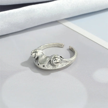 Retro Punk Butterfly Hedgehog Owl Frog Ring Female Ancient Silver Animal Open Ring