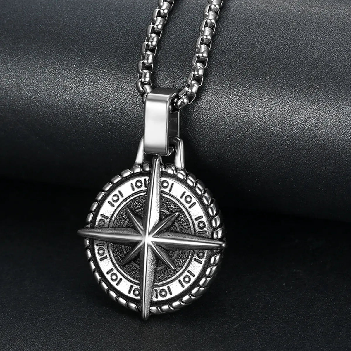 Retro Punk Compass 304 Stainless Steel Carving Men'S