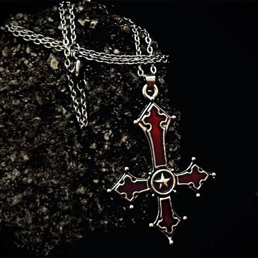 Retro Punk Cross Alloy Plating Men'S Pendant Necklace