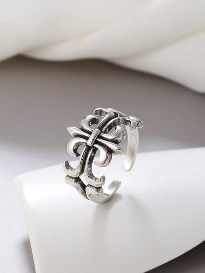 Retro Punk Cross Alloy Women's Open Rings