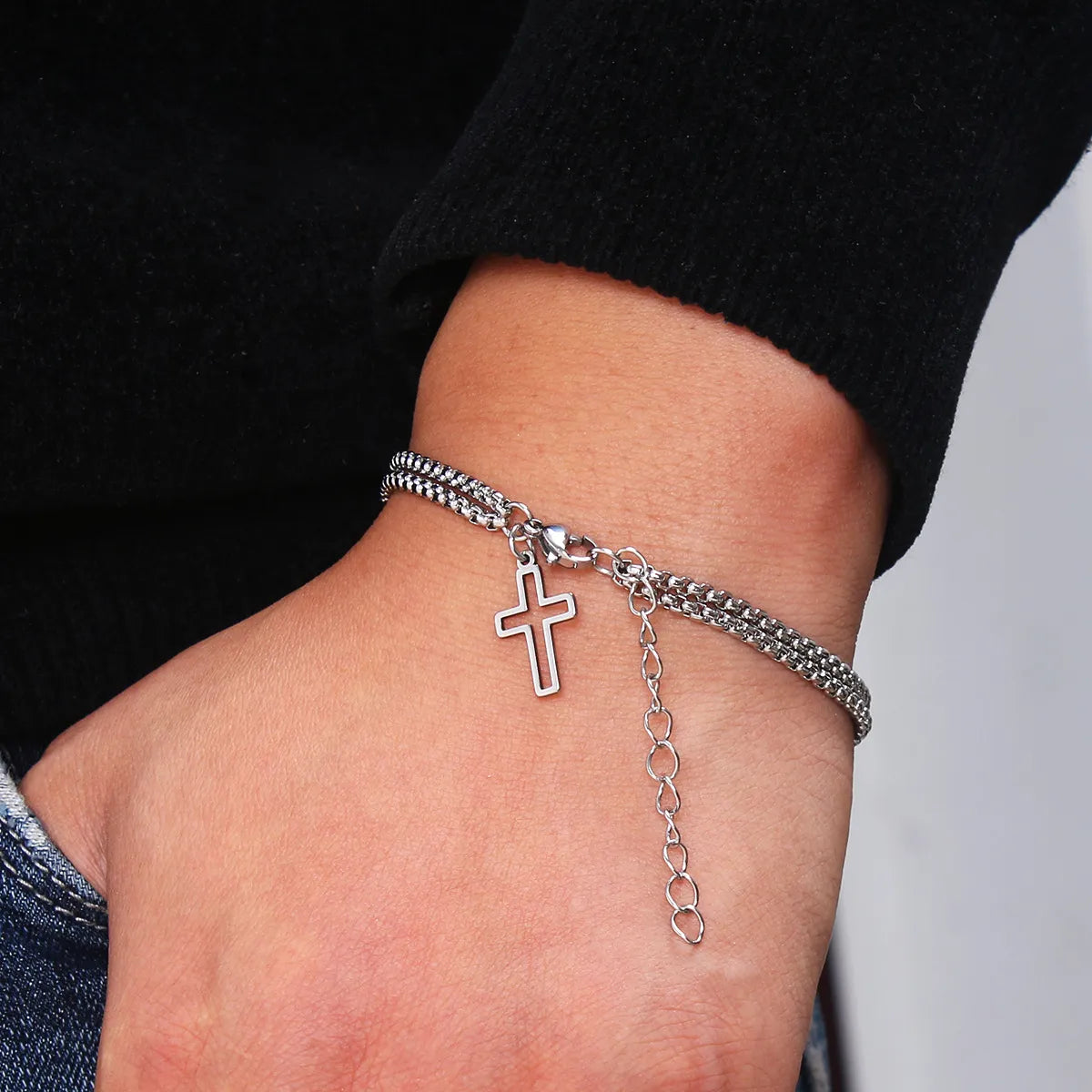 Retro Punk Cross Stainless Steel Bracelets