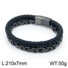 Retro Punk Geometric Pu Leather Titanium Steel Braid Chain Men'S Bangle