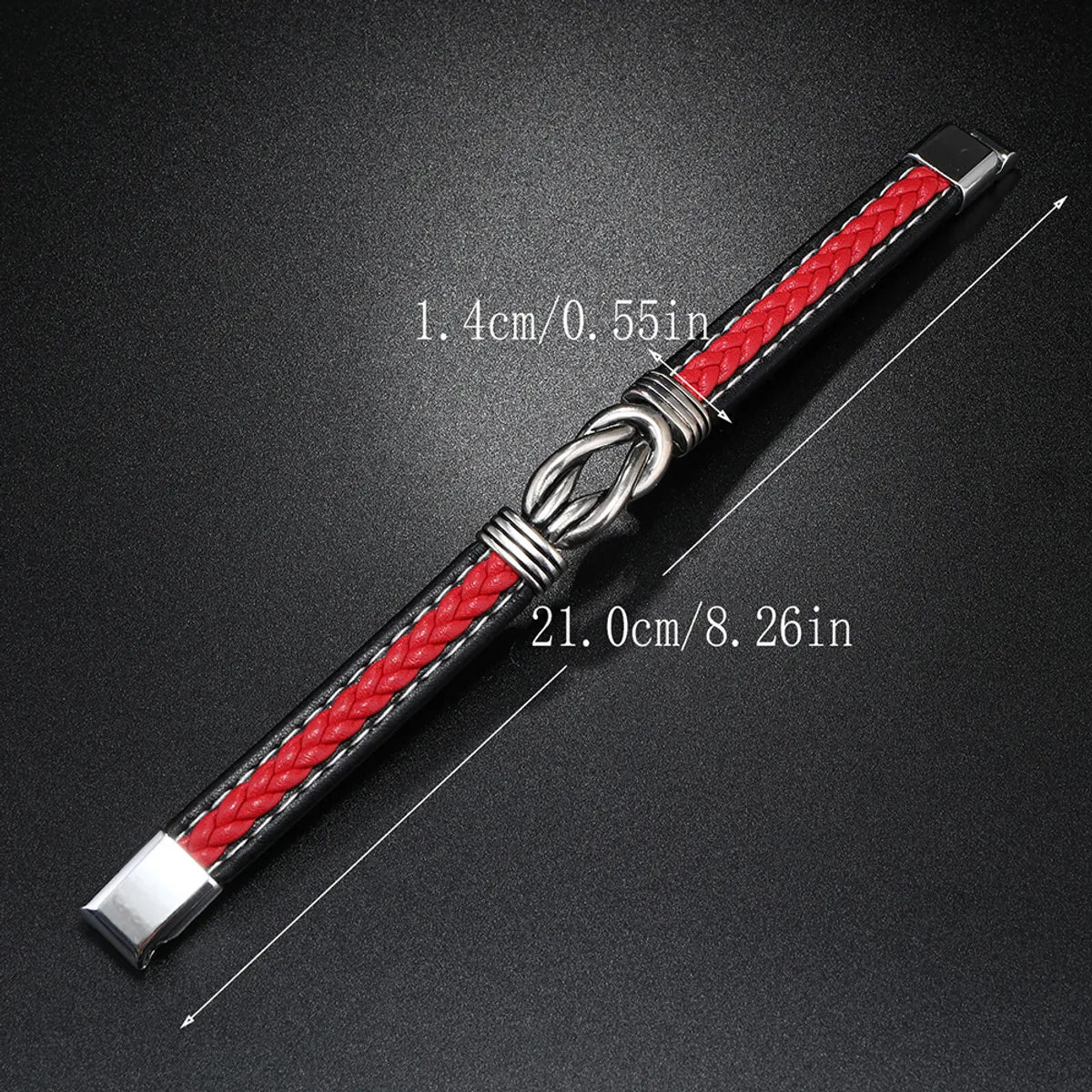 Retro Punk Geometric Stainless Steel Pu Leather Alloy Braid Men'S Wristband