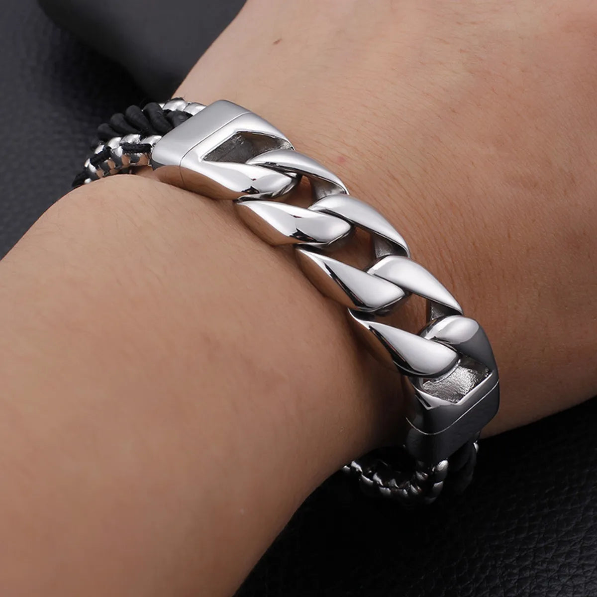 Retro Punk Geometric Titanium Steel Men'S Bracelets