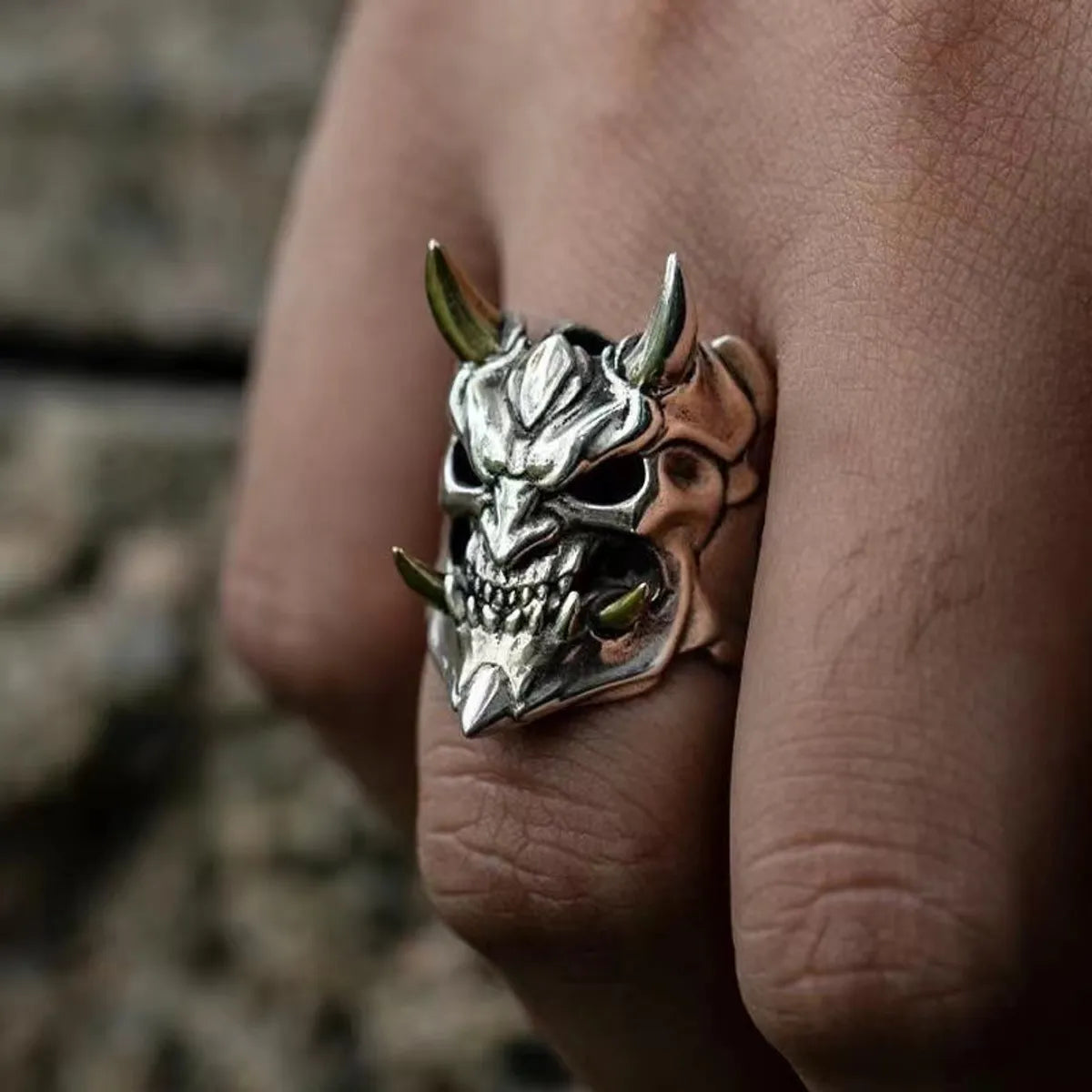 Retro Punk Ghost Alloy Plating Men'S Open Rings