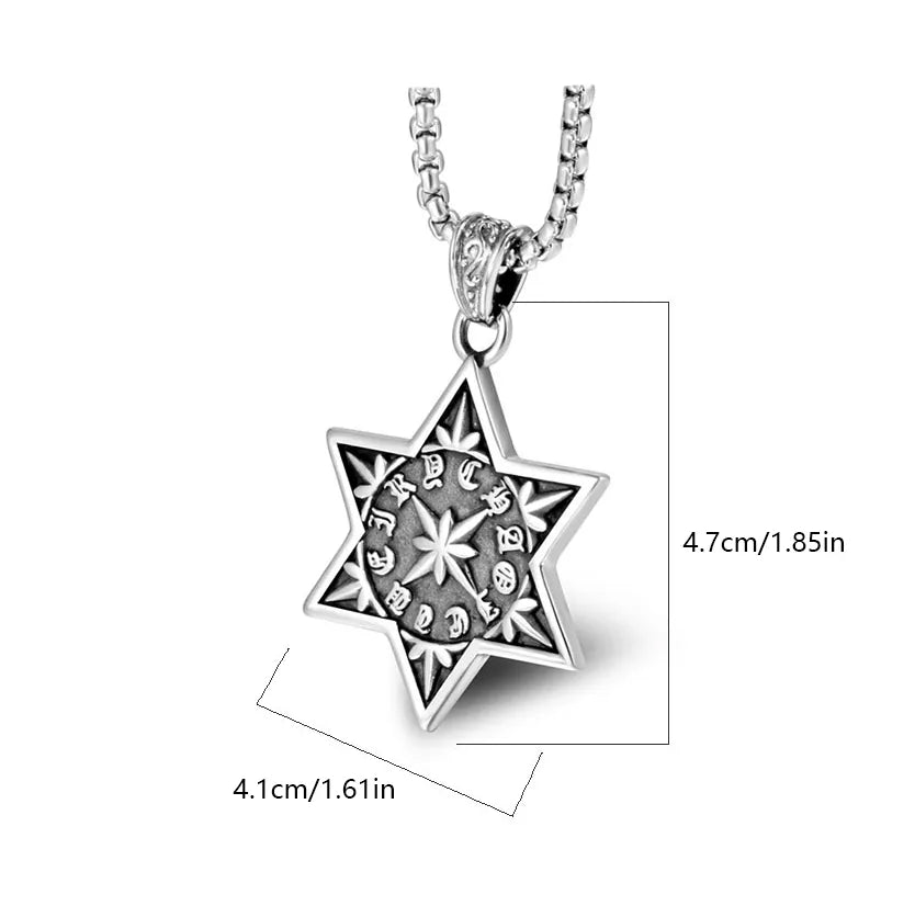 Retro Punk Hexagram Letter 304 Stainless Steel Polishing Men'S Pendant Necklace