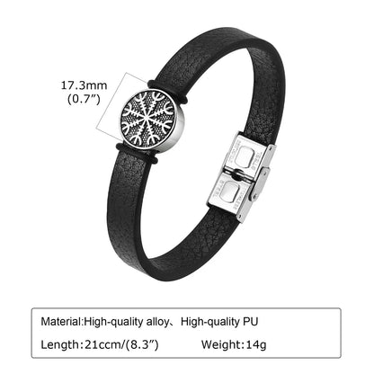 Retro Punk Life Tree Pu Leather Alloy Magnetic Men'S Bangle