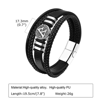 Retro Punk Life Tree Pu Leather Alloy Magnetic Men'S Bangle