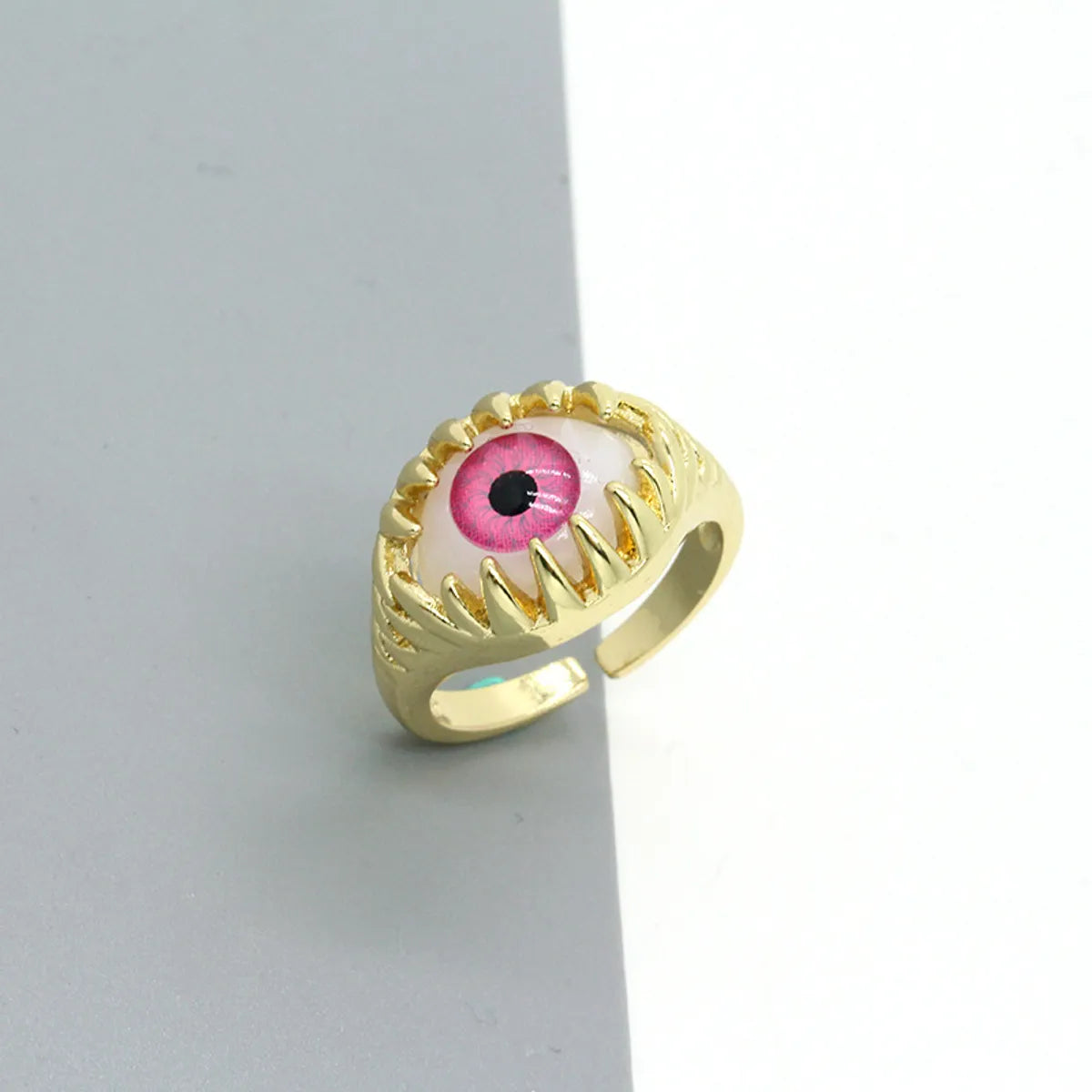 Retro Punk Personality Color Three-Dimensional Eye Ring Devil'S Eye Open Ring Wholesale