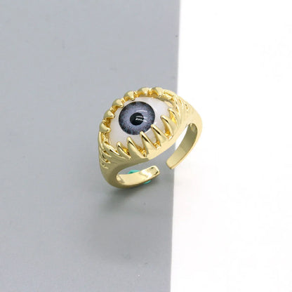 Retro Punk Personality Color Three-Dimensional Eye Ring Devil'S Eye Open Ring Wholesale