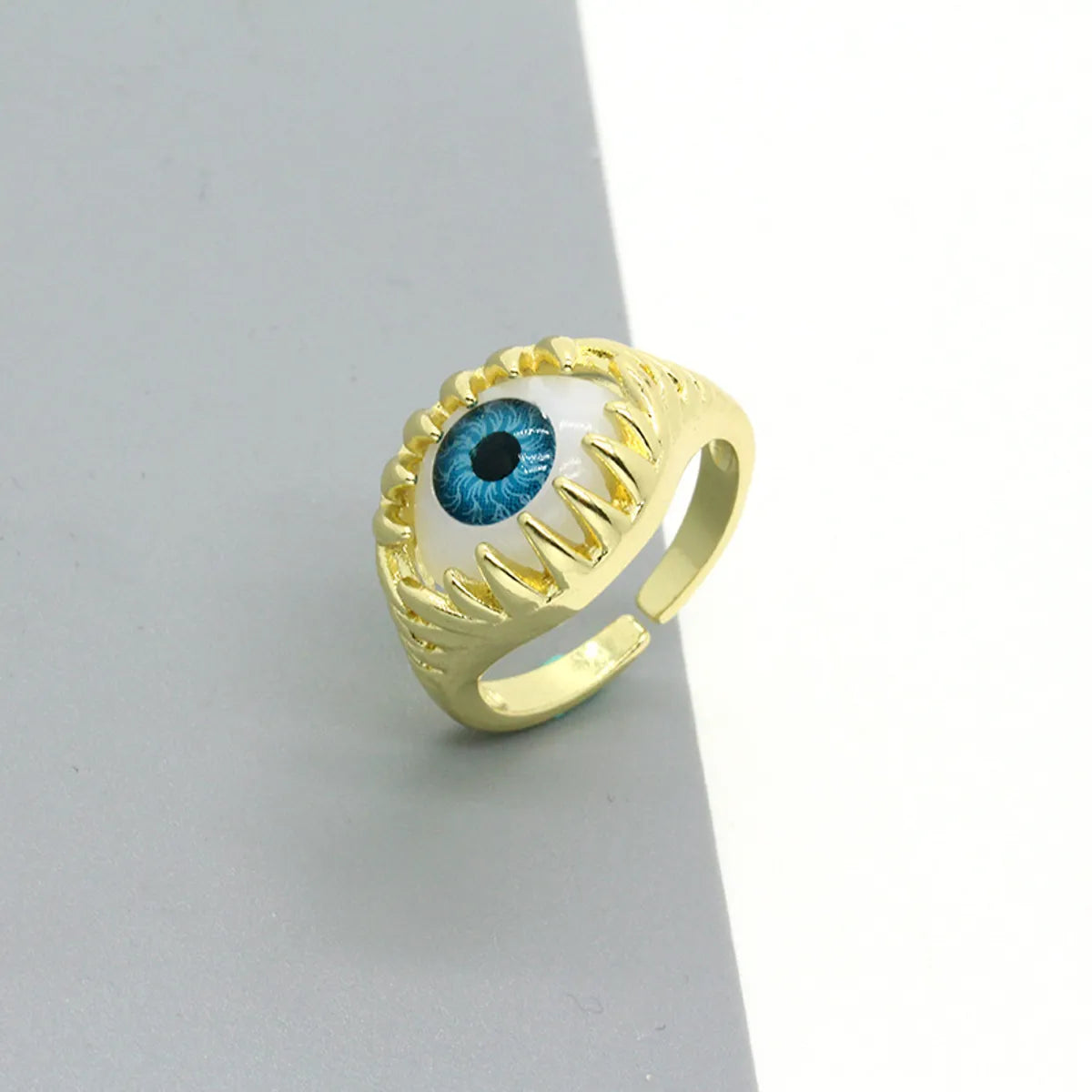 Retro Punk Personality Color Three-Dimensional Eye Ring Devil'S Eye Open Ring Wholesale